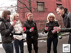 3 movies - College girls drink in the street and have group sex