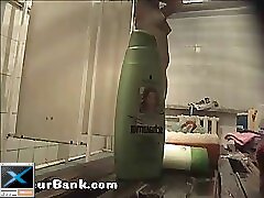 12 movies - Joyful young puss with bushy pubis takes a shower Part 3